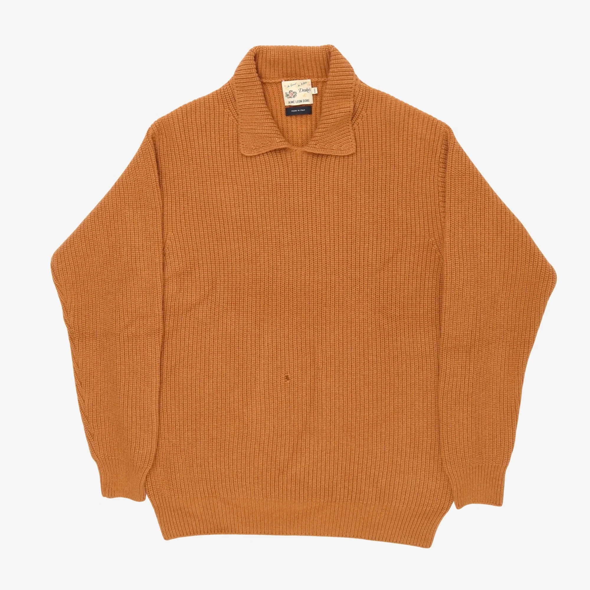 ALD Open Collar Ribbed Knit Sweater