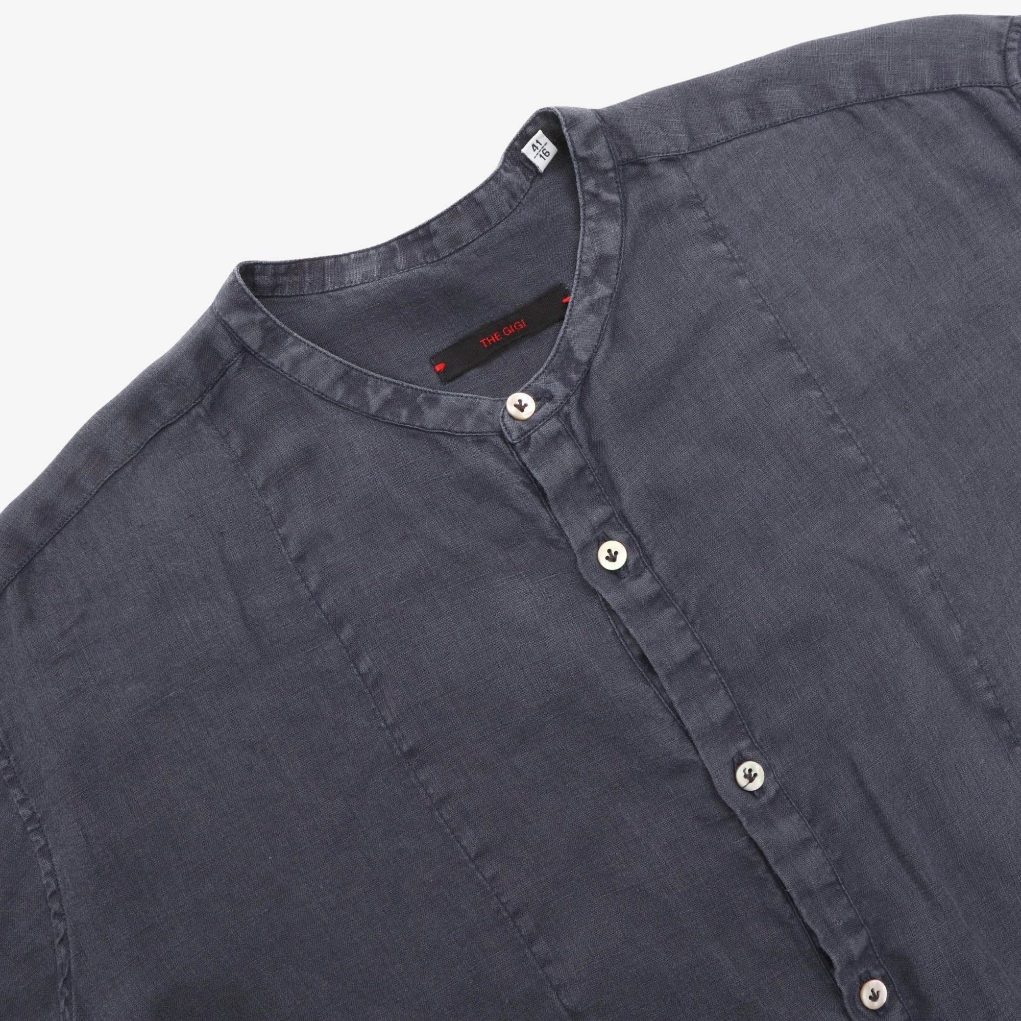 Band Collar Linen Shirt - Image 3