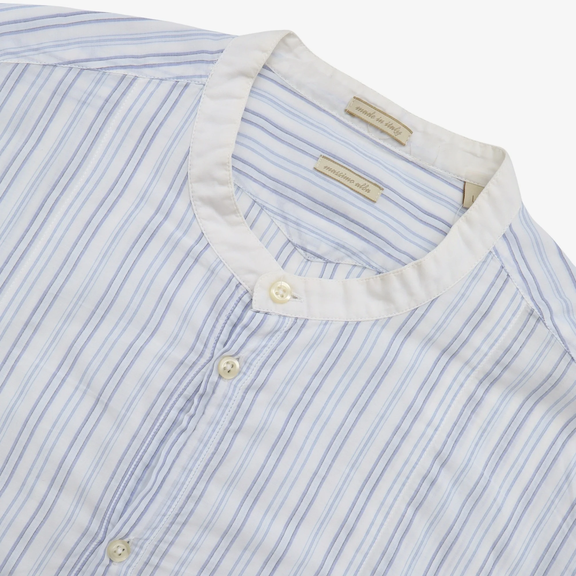 Collarless Striped Dress Shirt - Image 3