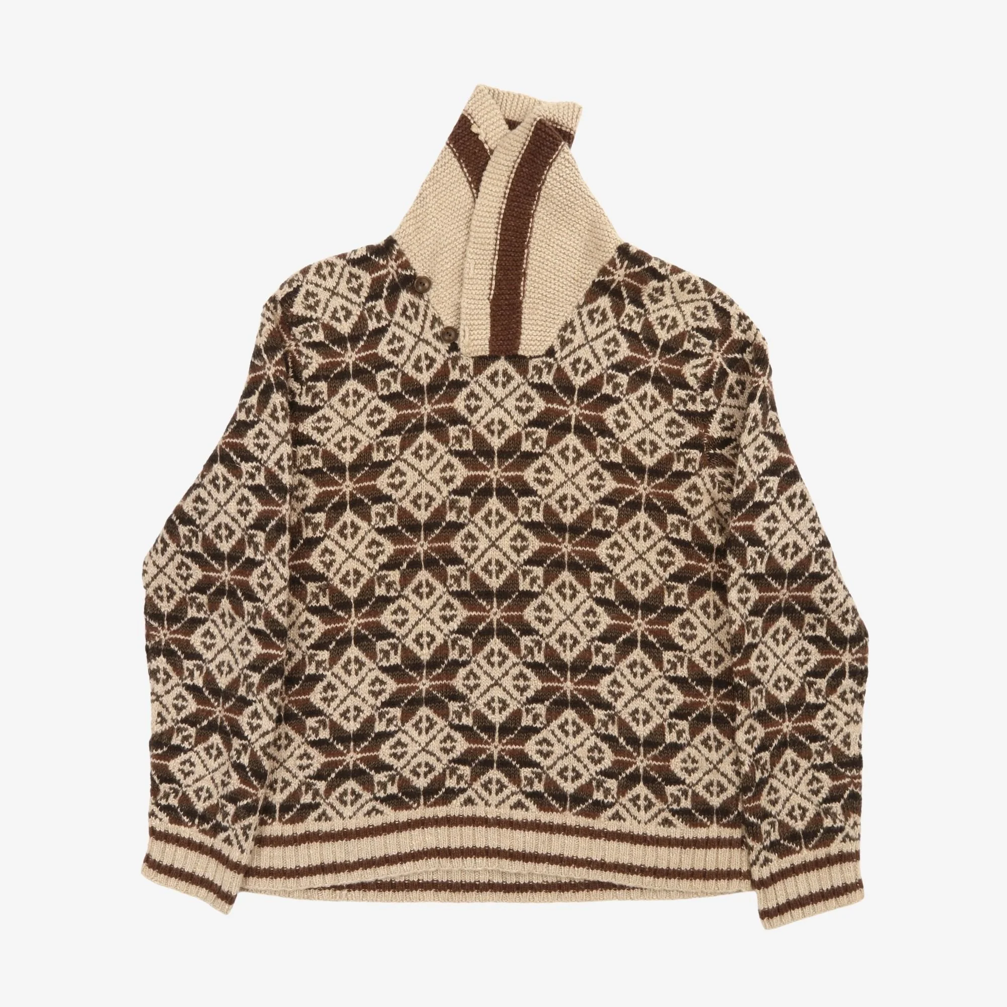 Hand Knit Shawl Collar Sweater