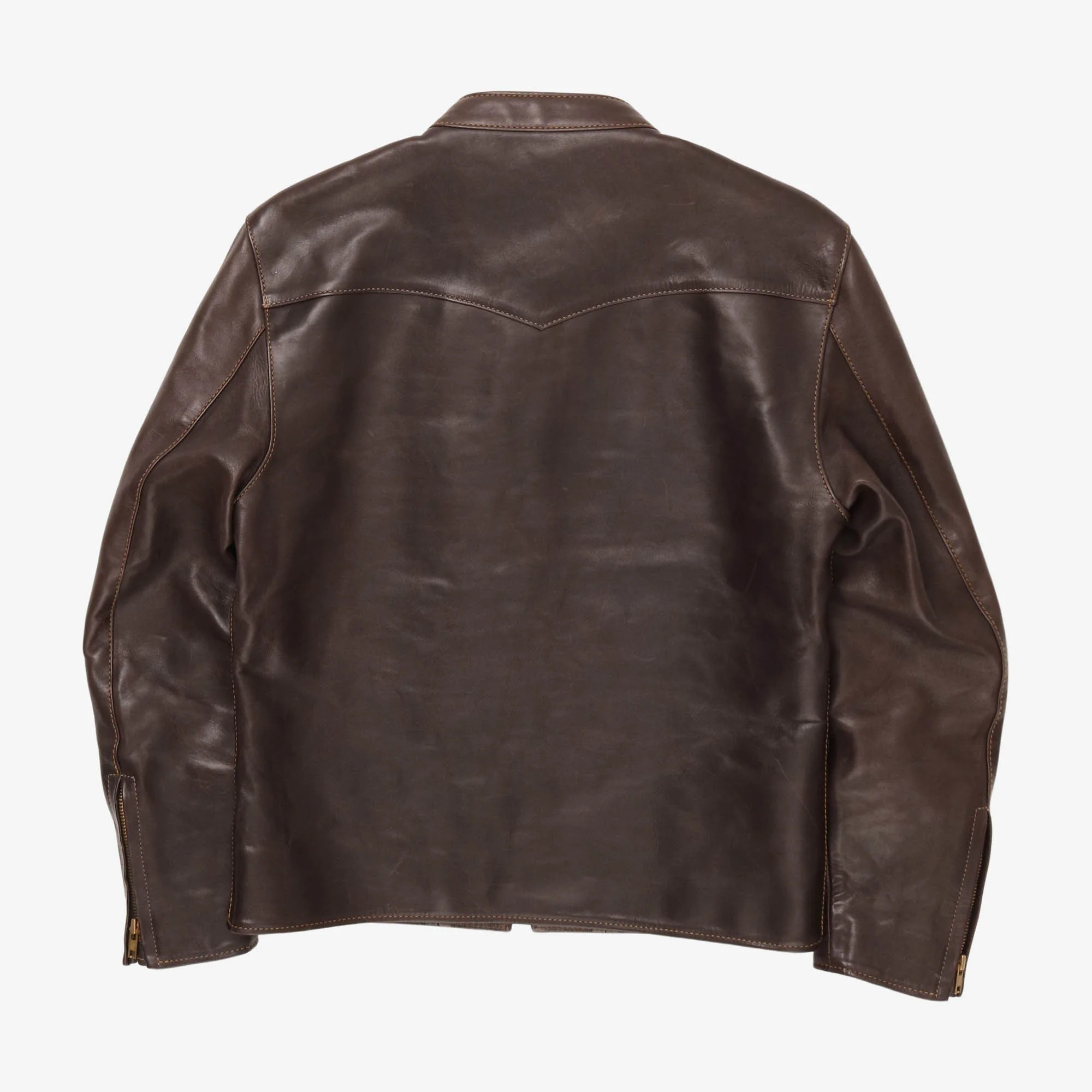 Horsehide Cafe Racer Leather Jacket - Image 2