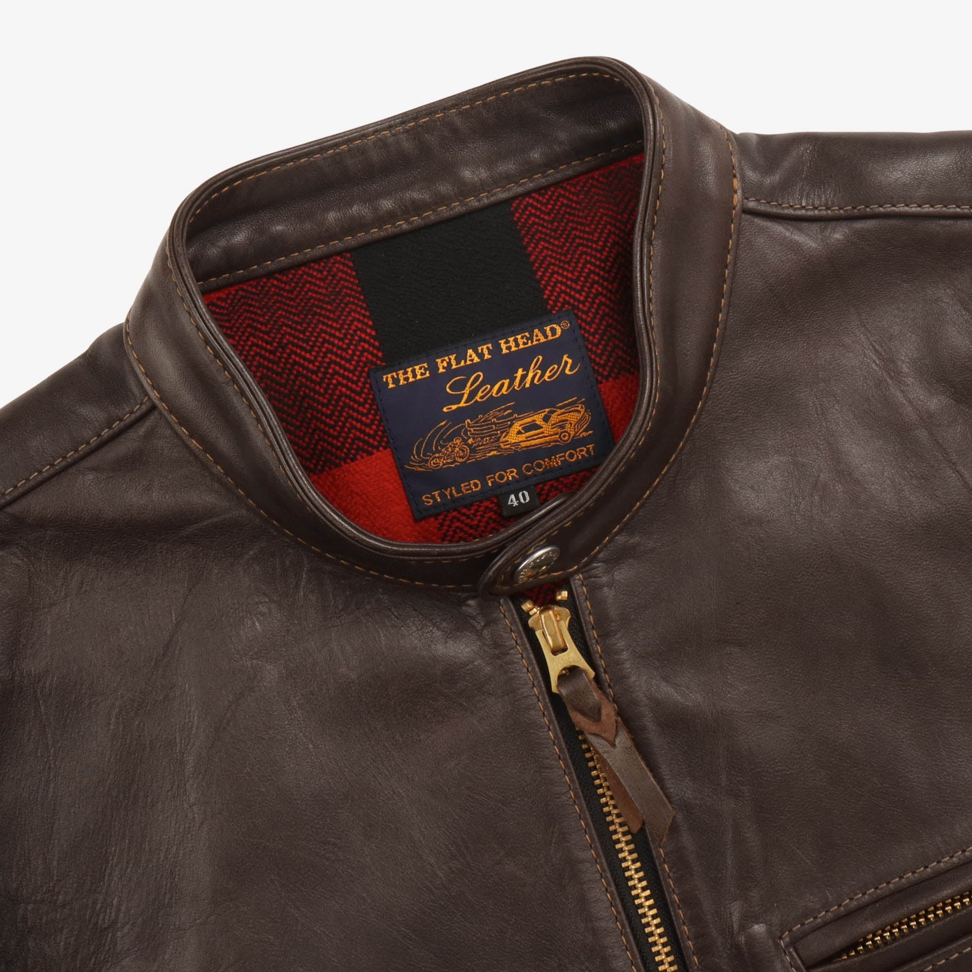 Horsehide Cafe Racer Leather Jacket - Image 3
