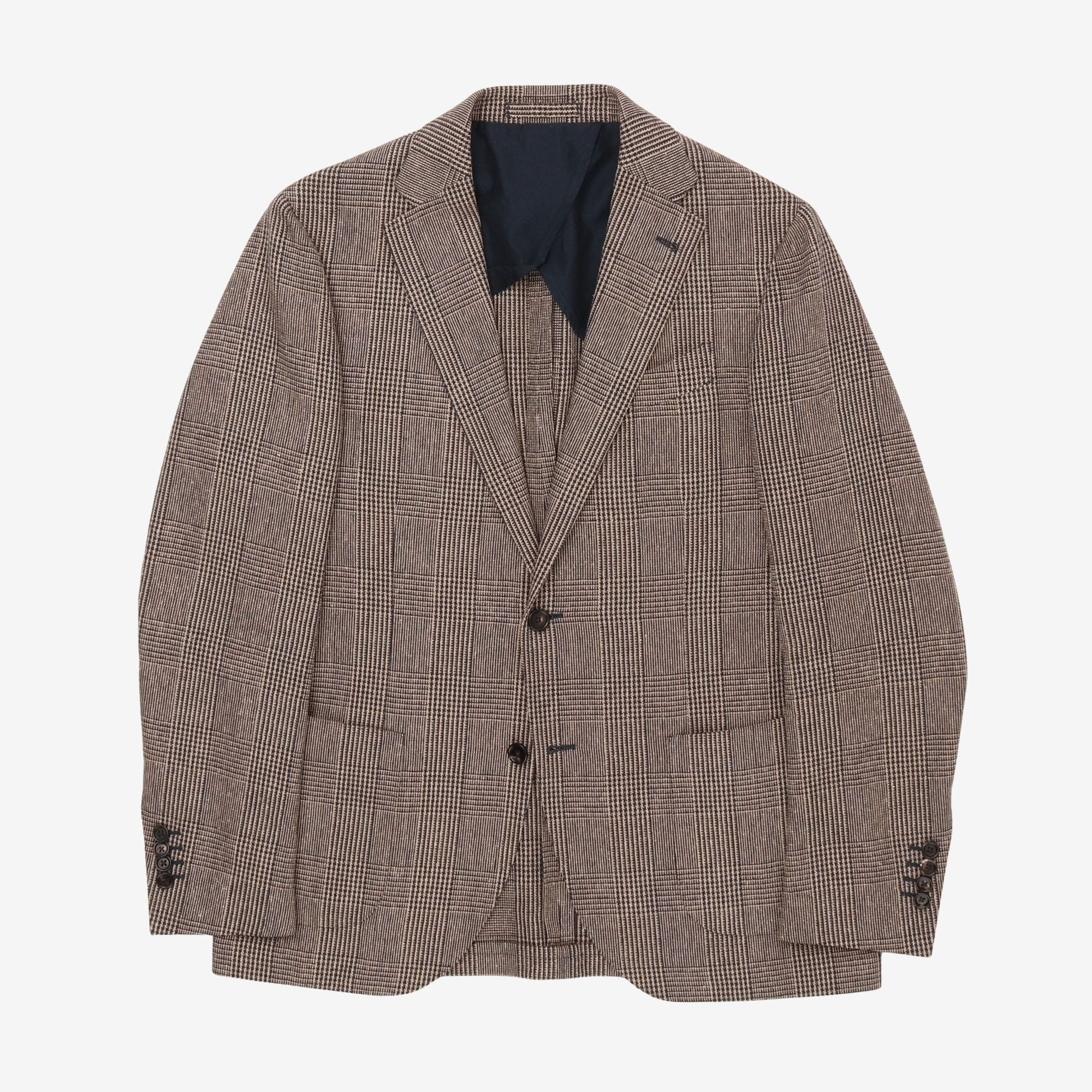 Houndstooth Wool Silk Blend Blazer