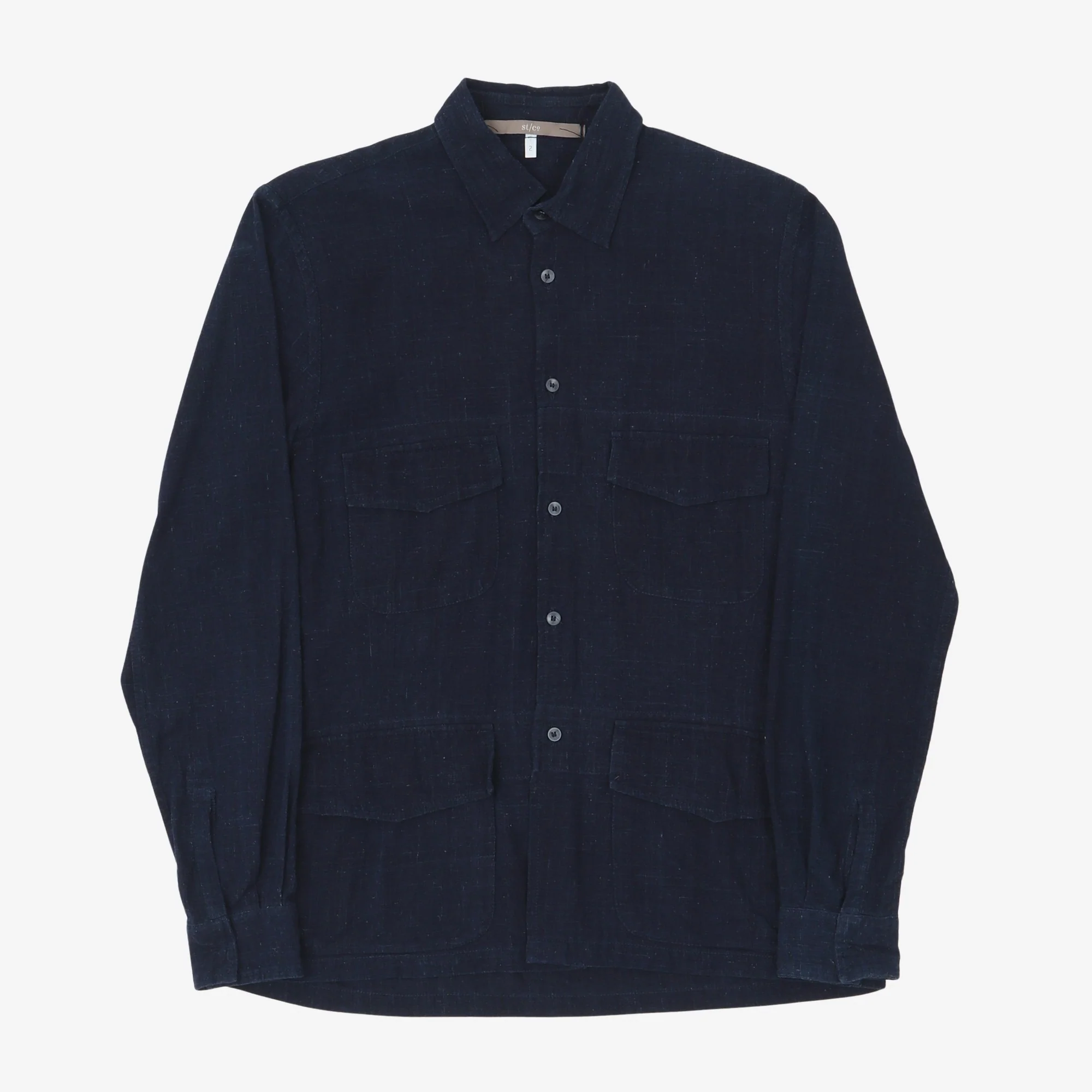 Indigo Linen Utility Shirt