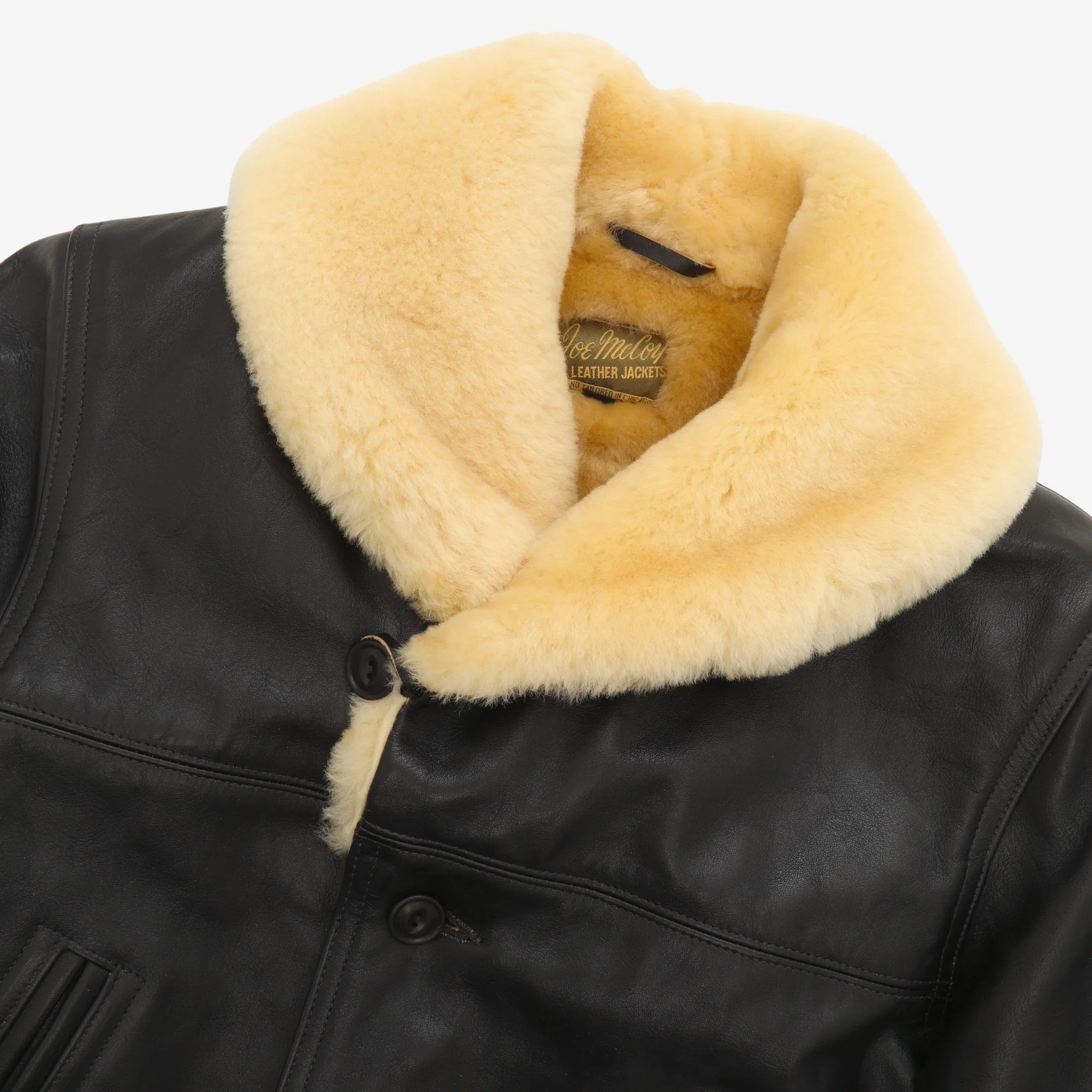 Shawl Collar Leather Coat - Image 3