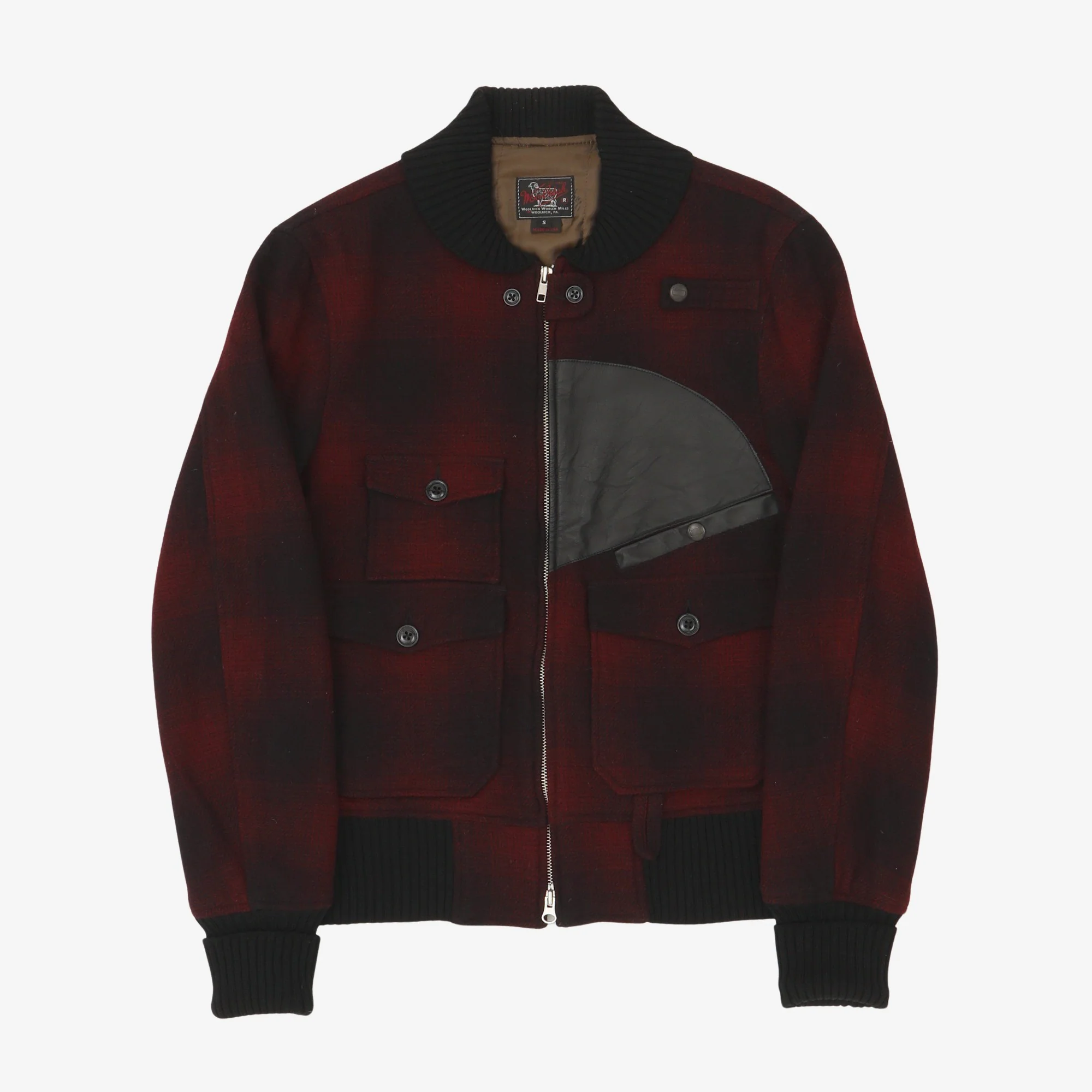 Leather Patch Wool Bomber