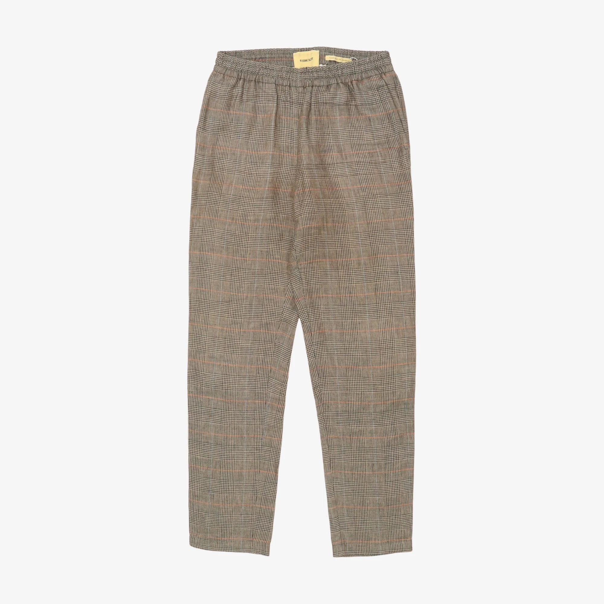 Lounge Check Drawstring Linen Trousers (30W X 32L)