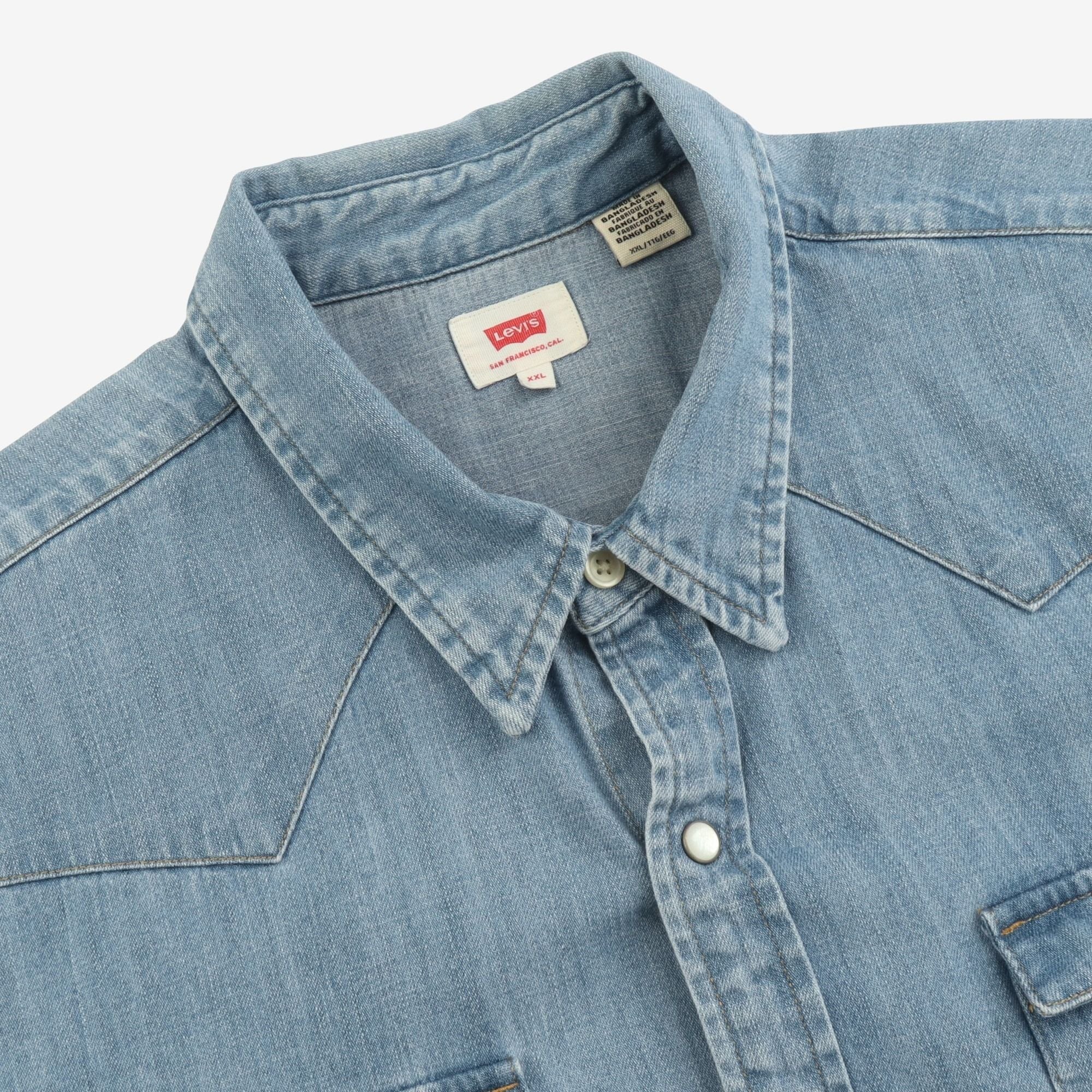 Pearl Snap Denim Shirt - Image 3
