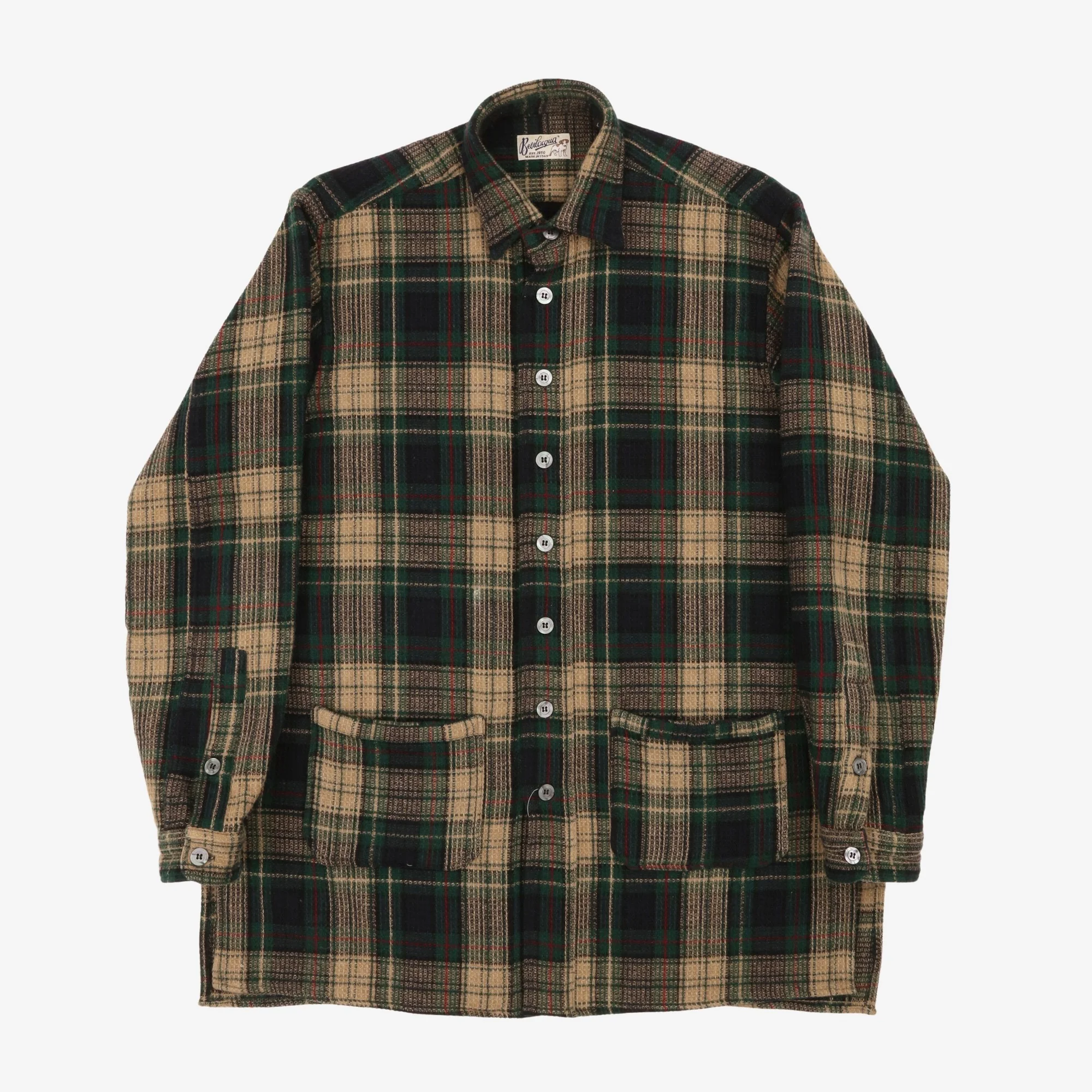 Plaid Waffle Knit Overshirt