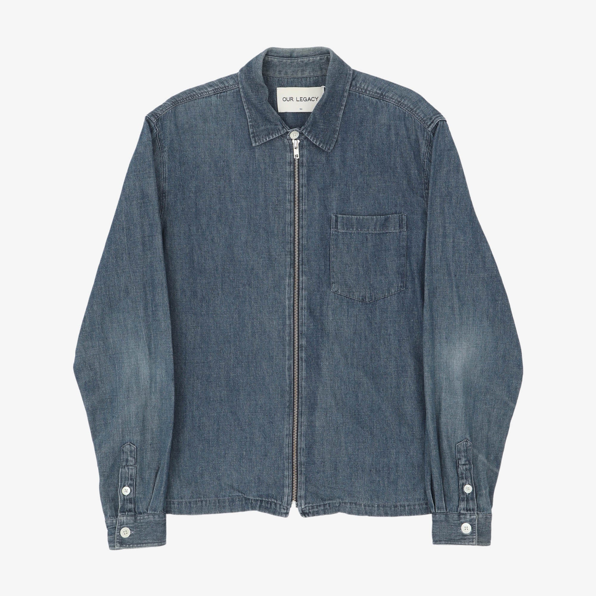 Short Zip Denim Shirt