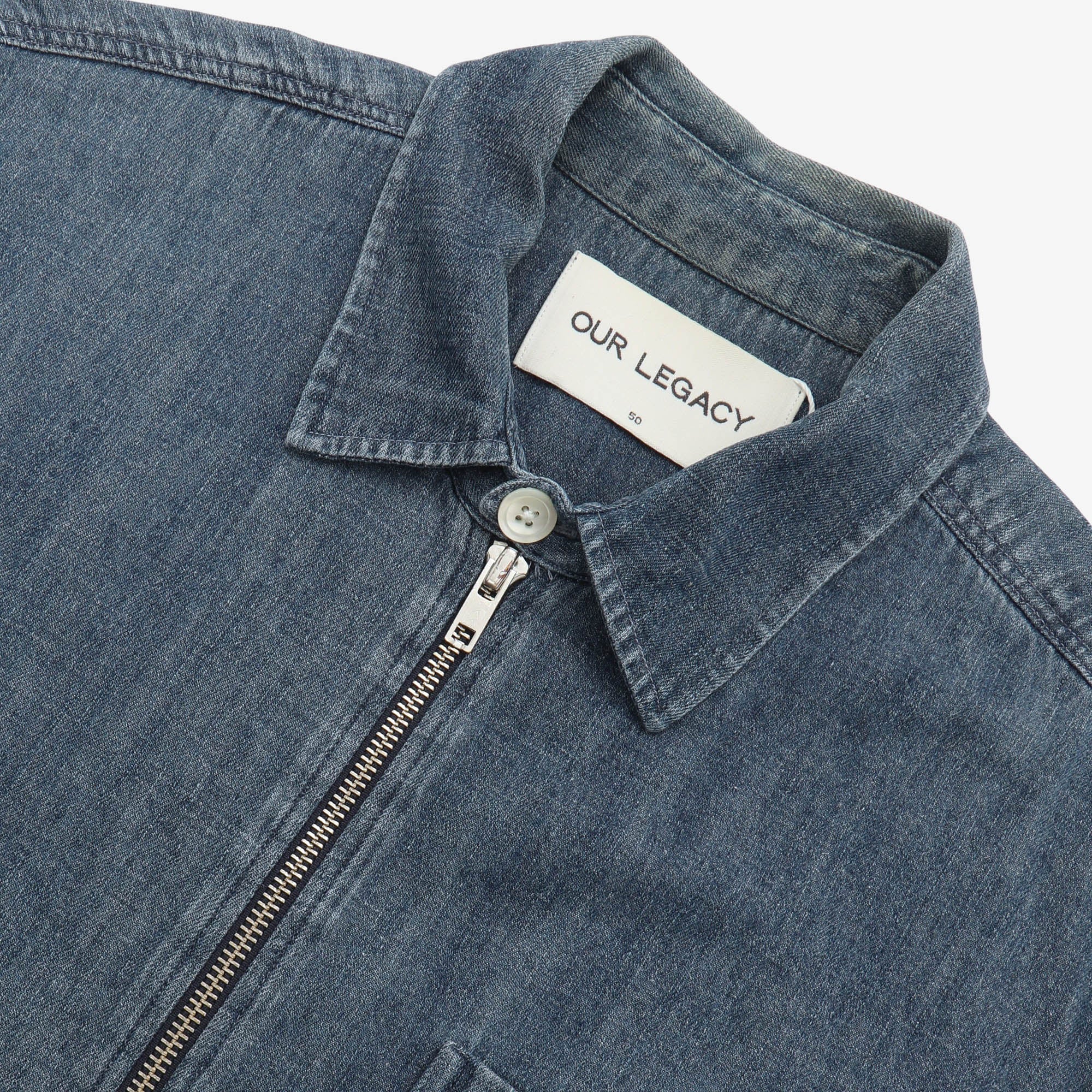 Short Zip Denim Shirt - Image 3