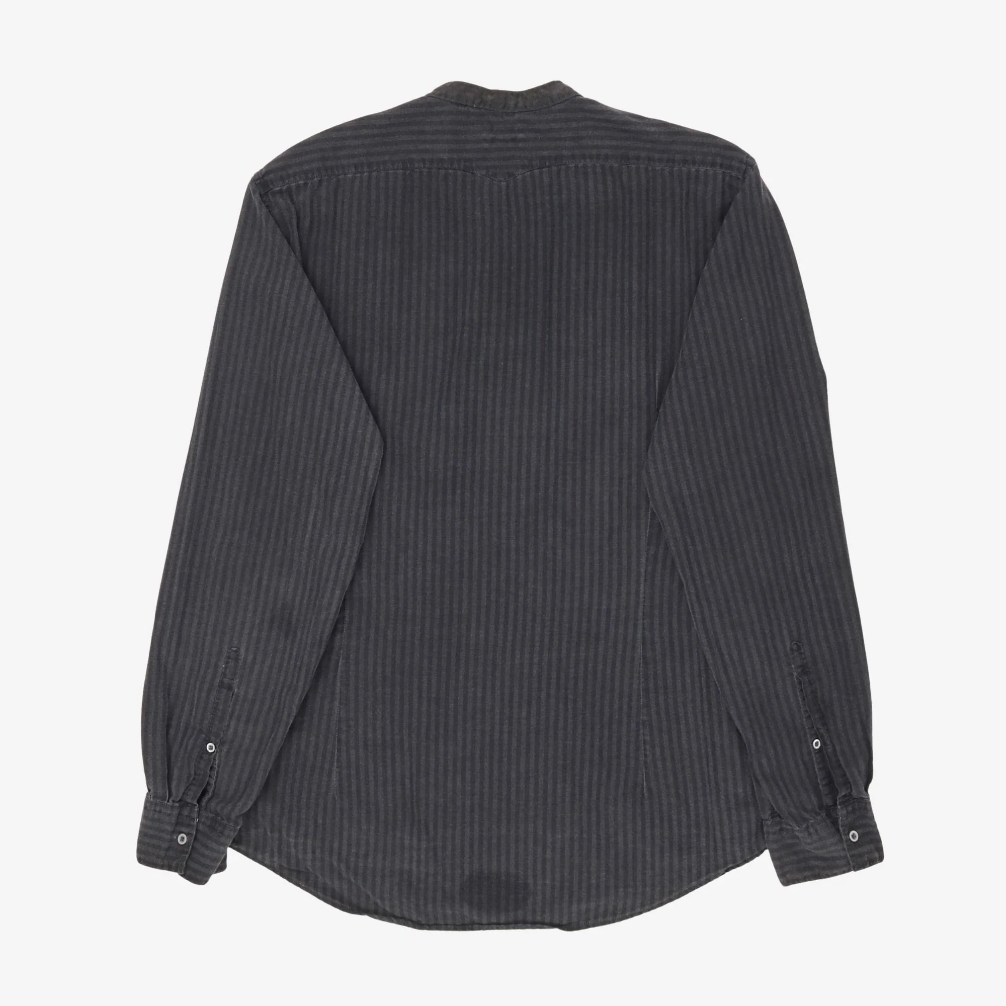 Striped Grandad Collar PO Shirt - Image 2