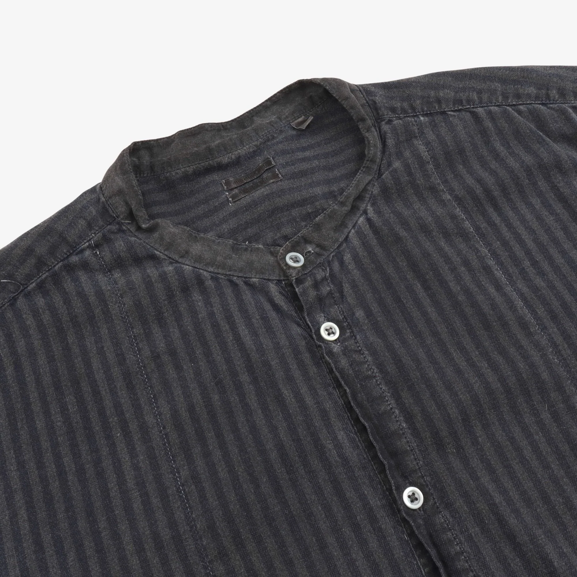 Striped Grandad Collar PO Shirt - Image 3