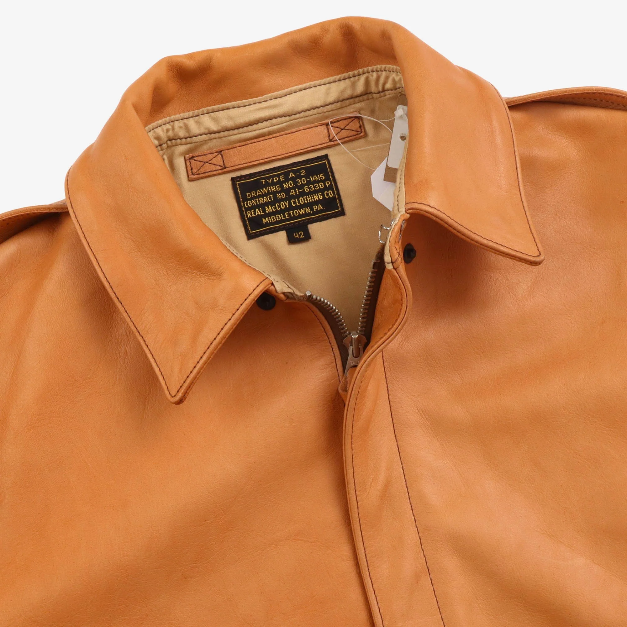 Type A-2 Raw Sienna Leather Jacket - Image 3