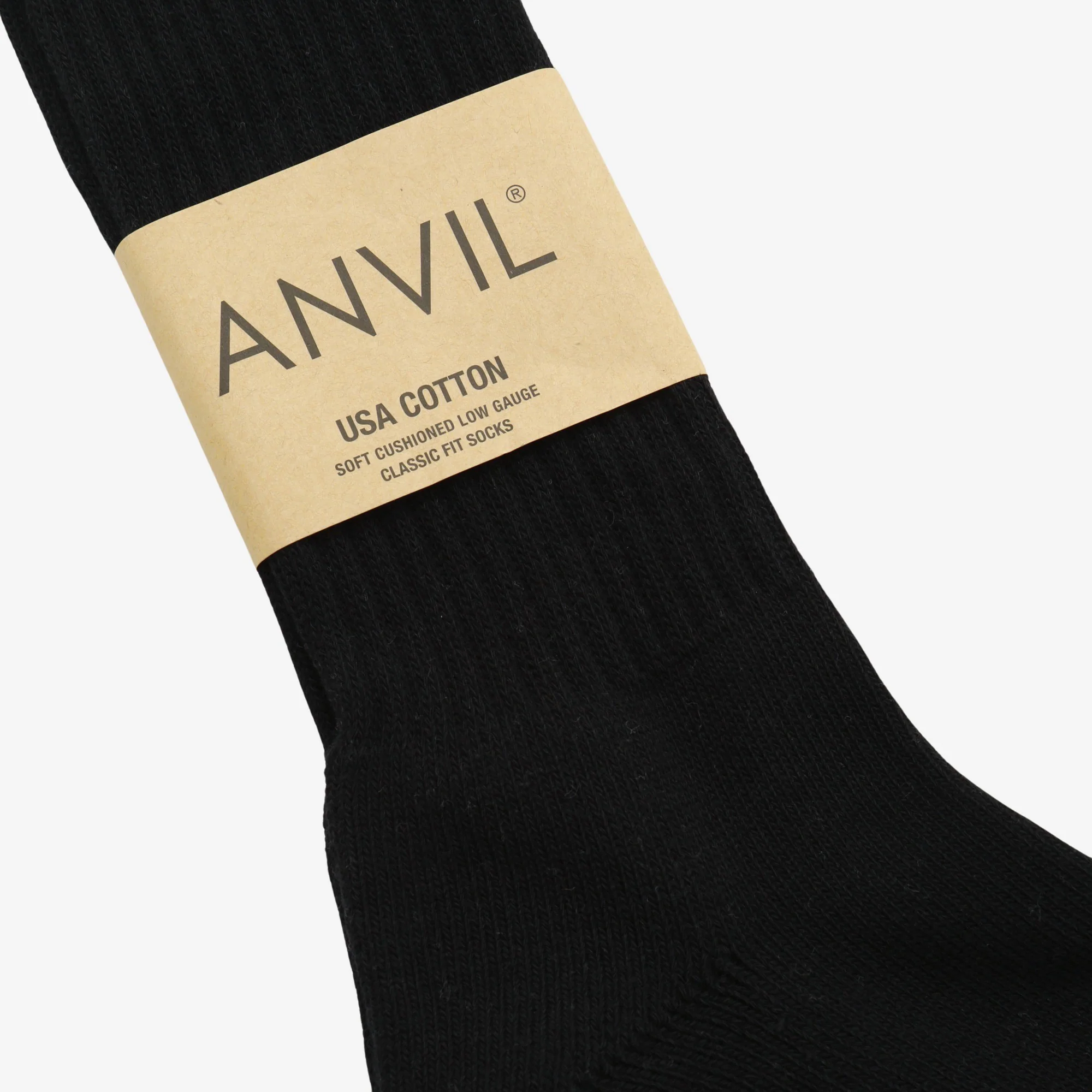 USA Cotton Crew Sock - All Black - Image 3