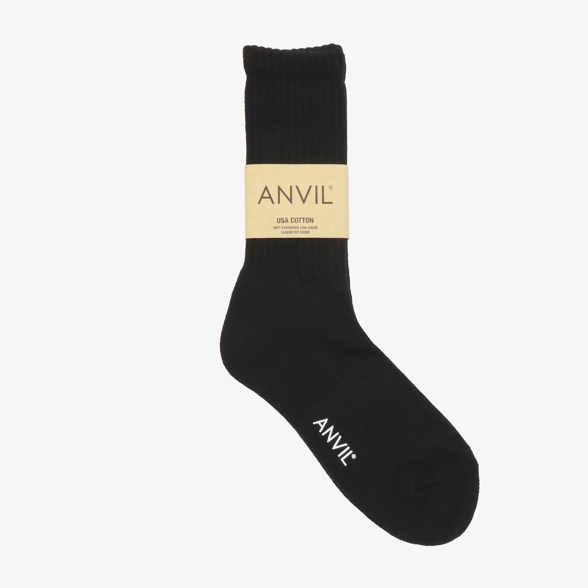 USA Cotton Crew Sock - All Black - Image 6