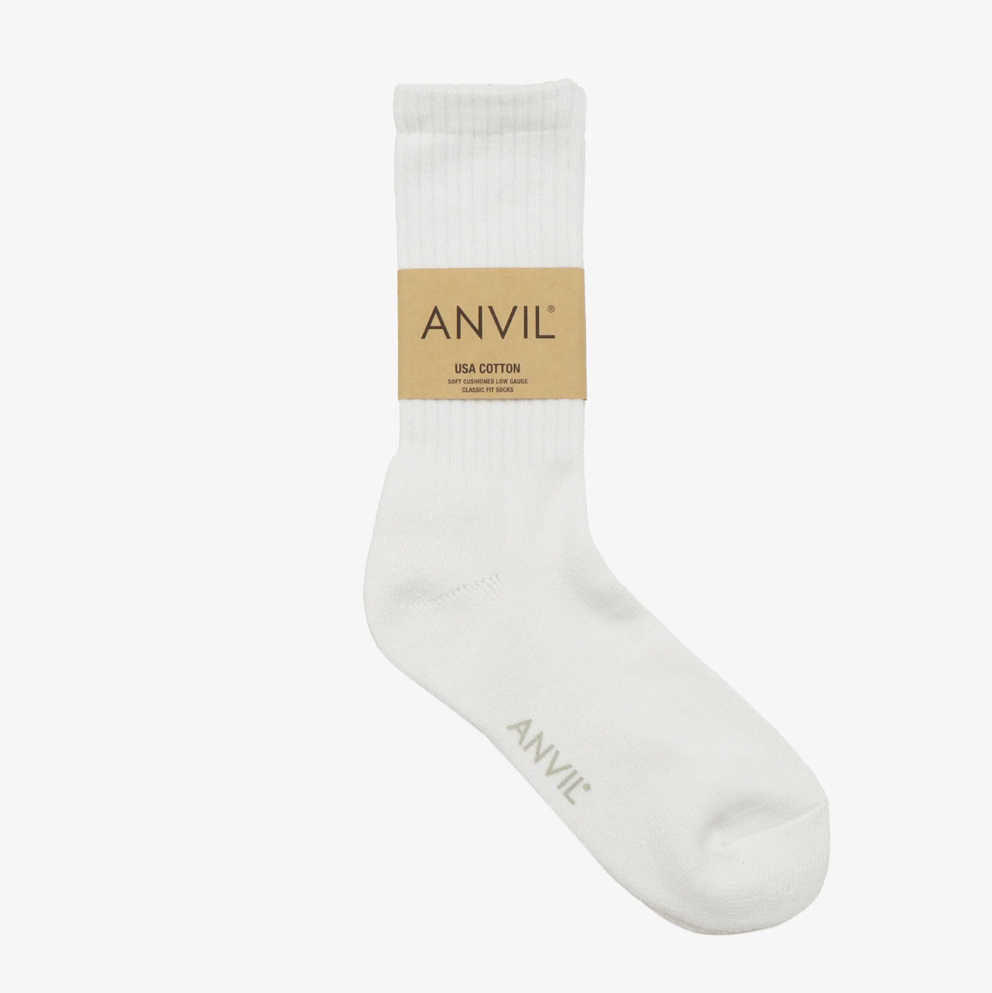 USA Cotton Crew Sock - All White - Image 6