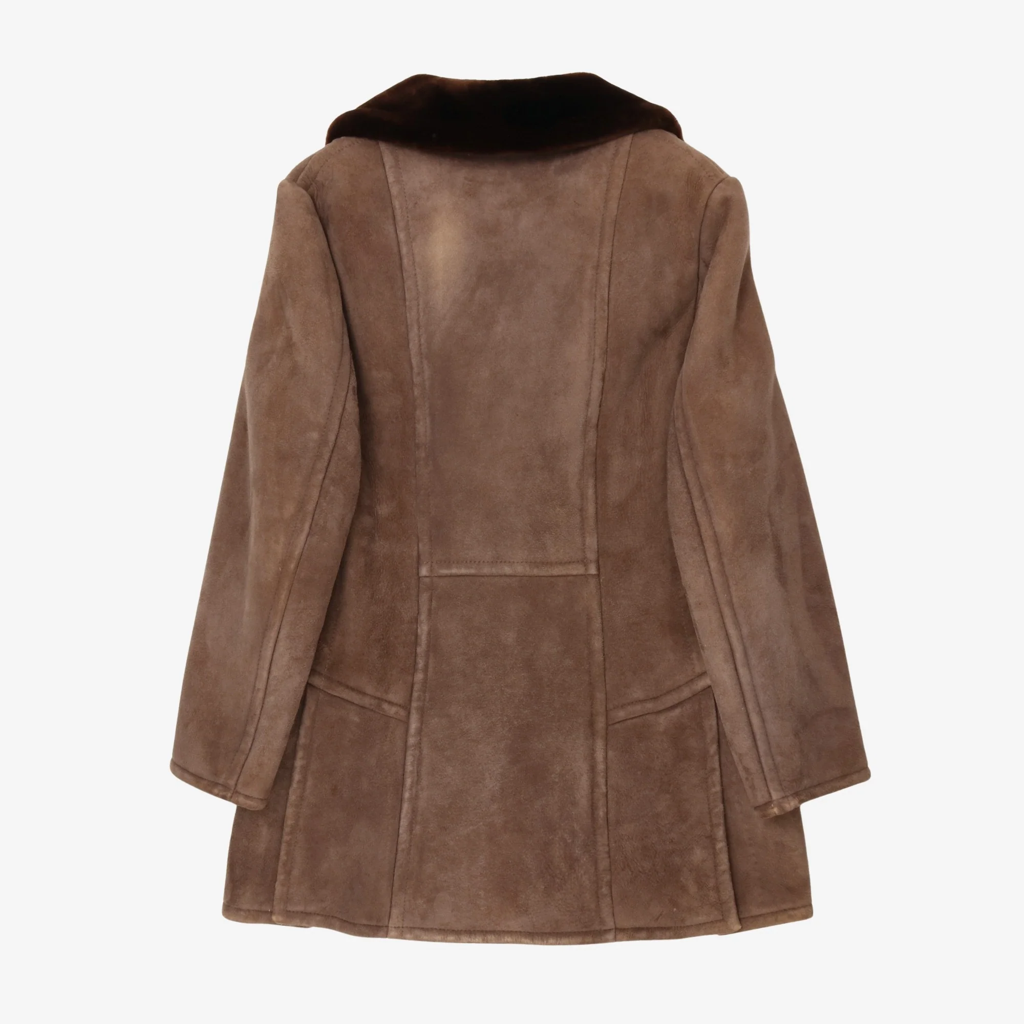 1970s Shearling Lined Suede DB Overcoat - Image 2