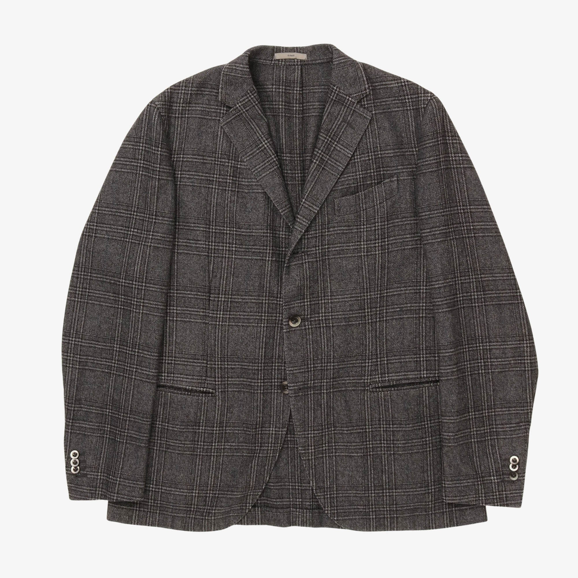 Wool Blend Check Blazer