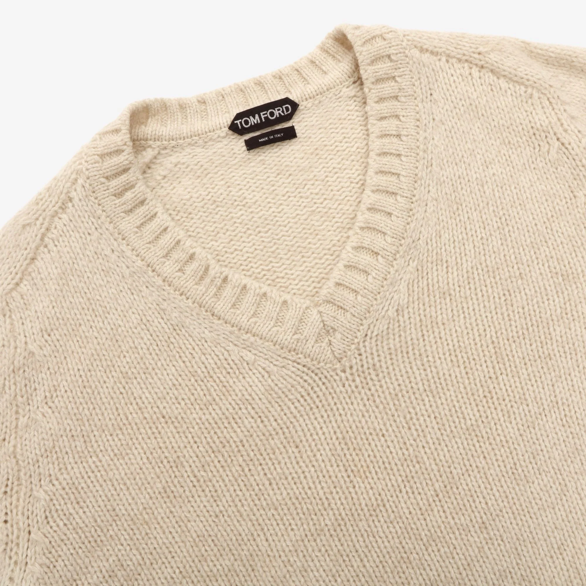 Wool Cashmere V Neck Sweater - Image 3